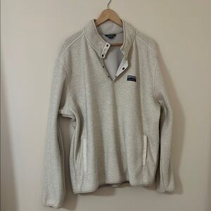 Eddie Bauer Cream Fleece Lined Sweater with Stand-Up Collar-LIKE NEW